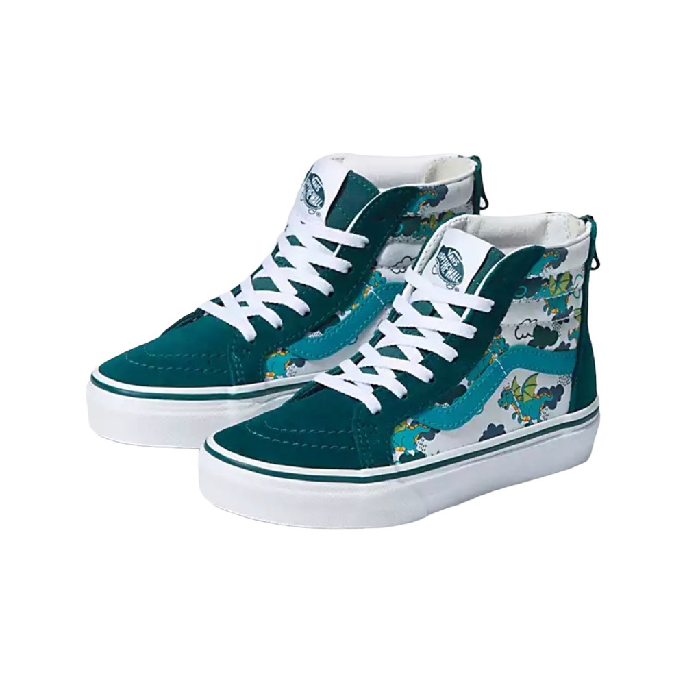 VANS KIDS SK8-HI ZIP SHOE MYTHICAL GLOW DEEP TEAL Size 2Y